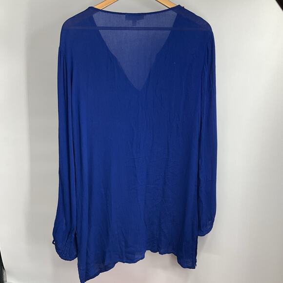 LA BLANCA Embroidered Cover up Dress Blue XS Resortwear Swim Oversized Relaxed - Picture 6 of 11